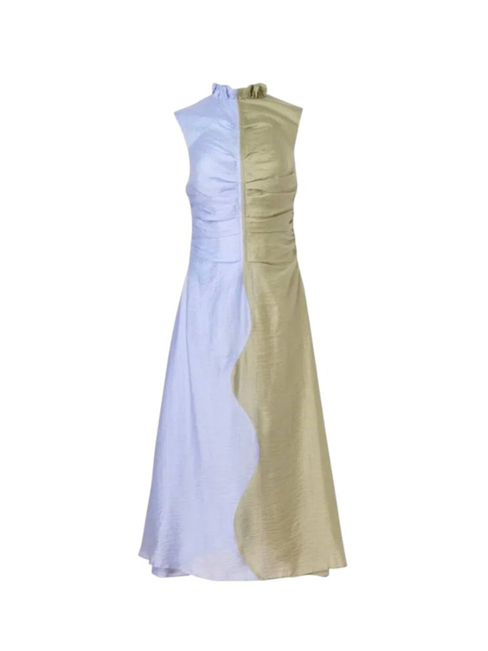 Rachel Gilbert Coda Midi Dress Womens 4 40 Blue Green Sleeveless High Neck